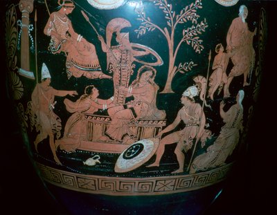 Græsk rødfiguret volutkrater med scene fra plyndringen af Troja, 4. århundrede f.Kr af Illupersis Painter
