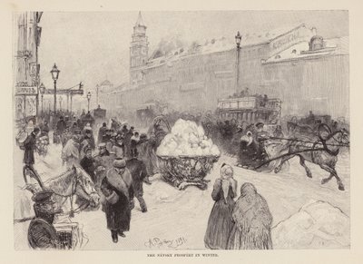 Nevskij Prospekt om vinteren (gravering) af Ilya Efimovich (after) Repin