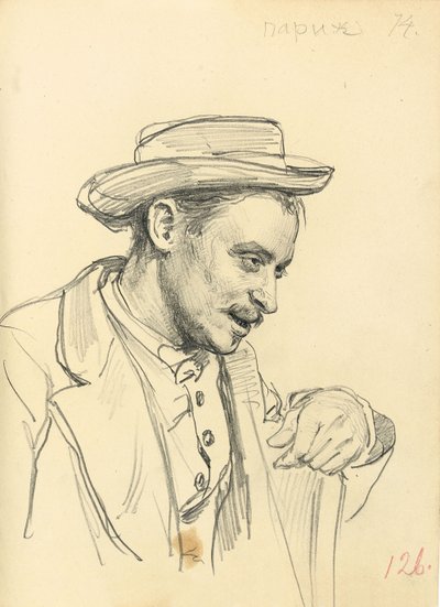 Mand med en hat i profil, ca. 1872-1875 af Ilya Efimovich Repin