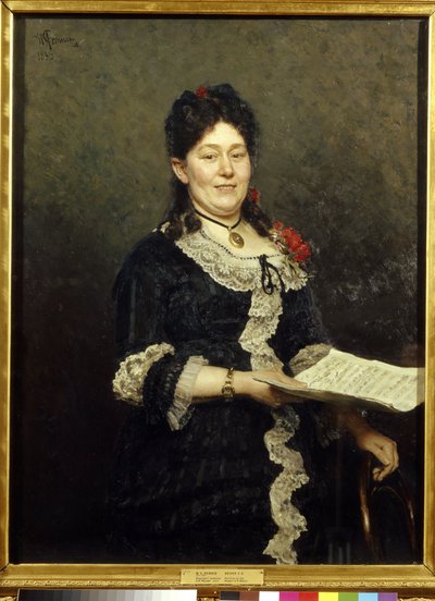 Portræt af sopransangerinden Alexandra Molas (1845-1929). (Portræt af Operasangeren A. Molas). Maleri af Ilya Yefimovich Repin (Ilia Repin) (1844-1930), olie på lærred af Ilya Efimovich Repin