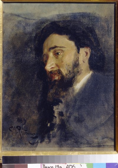 Portræt af forfatteren Vsevolod Mikhailovich Garchine (1855-1888). (portræt af forfatteren V. M. Garshin). Maleri af Ilya Refimovich Repin (Ilia Repin) (1844-1930), olie på lærred af Ilya Efimovich Repin