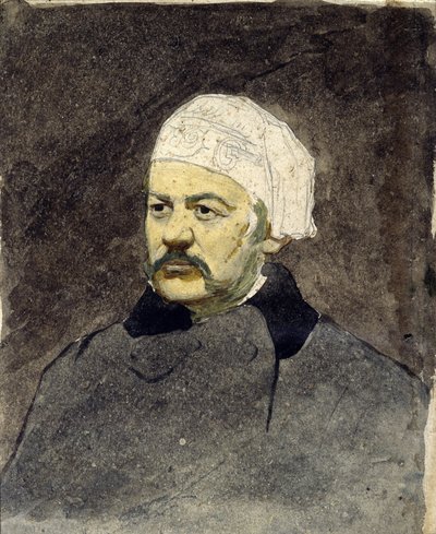Portræt af den russiske komponist Mikhail Ivanovitch Glinka (1804-1857) (Michail I. Glinka) - Maleri af Ilya Yefimovich Repin (1844-1930), akvarel på pap (28x23 cm), ca. 1870 - I. Repin Memorial Museum Penates, nær ved Sankt Petersborg (Rusland) af Ilya Efimovich Repin