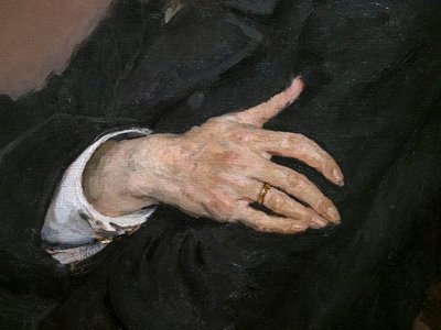 Portræt af Pavel Mikhailovich Tretyakov (detaljer) af Ilya Efimovich Repin