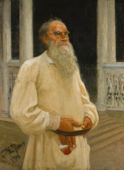 Portræt af forfatteren grev Lev Nikolayevich Tolstoy 1828-1910, 1916. af Ilya Efimovich Repin
