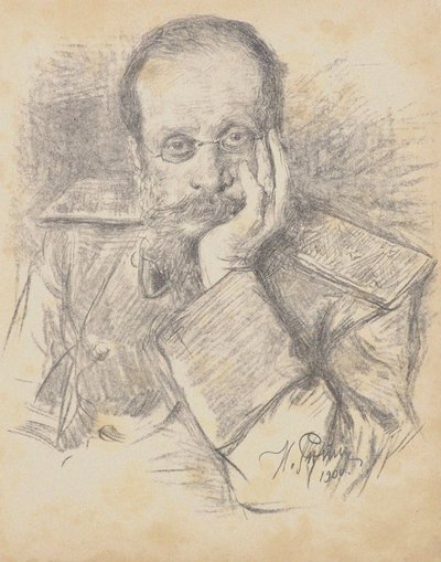 Portræt af komponisten César Antonovich Cui 1835-1918, 1900. af Ilya Efimovich Repin