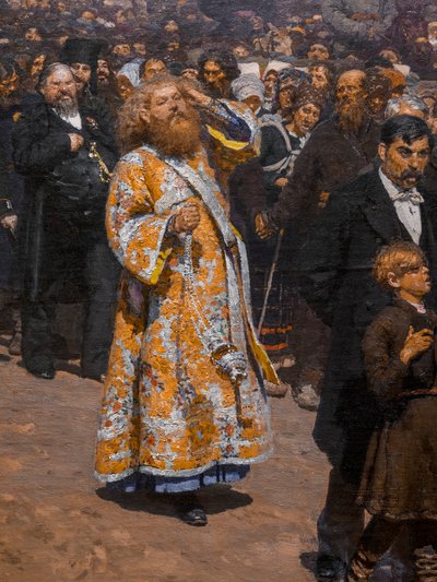 RELIGIØS PROCESSION I KURSK-PROVINSEN (detaljer) af Ilya Efimovich Repin