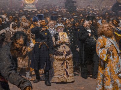 RELIGØS PROCESSION I KURSK-PROVINSEN (detaljer) af Ilya Efimovich Repin