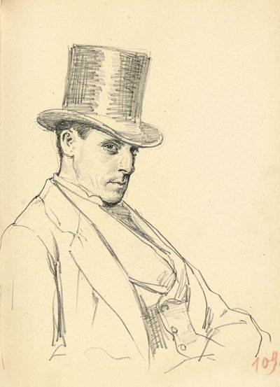 Siddende mand med høj hat, ca. 1872-1875 af Ilya Efimovich Repin