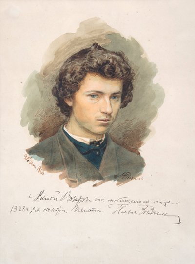 Selvportræt - Repin, Ilya Yefimovich (1844-1930) - 1866 - Akvarel på papir - 35x26 - Privat samling af Ilya Efimovich Repin