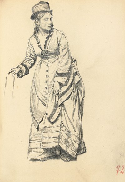Stående kvinde holder sin kjole, ca. 1872-1875 af Ilya Efimovich Repin