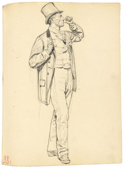 Studie til "A Parisian Cafe": Stående mand med løftet arm, ca. 1872-1875 af Ilya Efimovich Repin