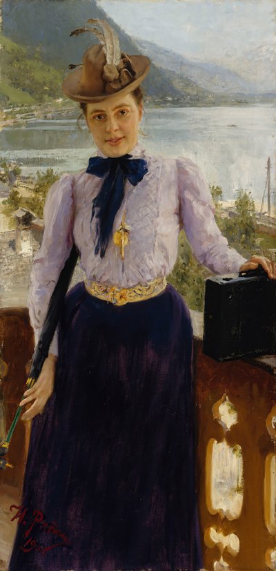 Portræt af forfatteren Natalia Borísovna Nordman-Severova 1863-1914, 1900. af Ilya Efimovich Repin