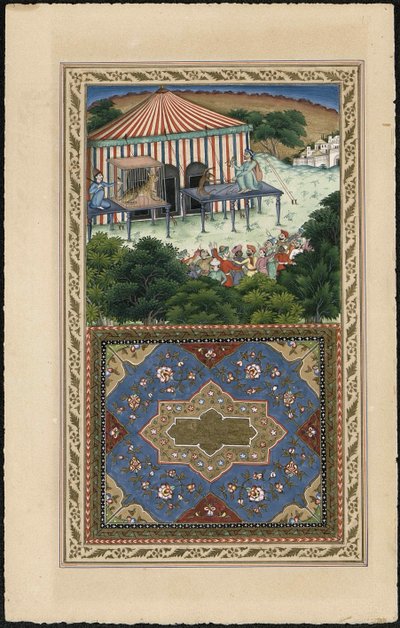 Le Singe et le Leopard Aben og Leoparden, 1837-1839. af Imam Bakhsh Lahori