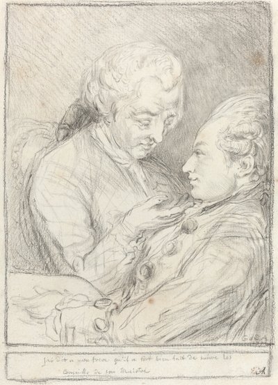 Portræt af kunstneren med hans yngre bror, Augustin Saint-Aubin af Imitator of Gabriel Jacques de Saint Aubin