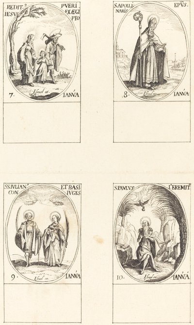 Retur fra Egypten; St. Apollinaire; St. Julian og Basilissa; St. Paul Eremit af Imitator of Jacques Callot