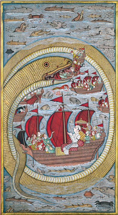 Søslangen sluger den kongelige flåde, 1670 af Indian Art