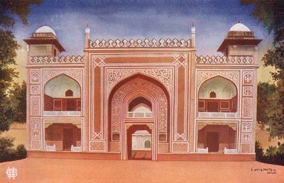 Agra: Porten til Etmadudowlas mausoleum (farvefoto) af Indian photographer