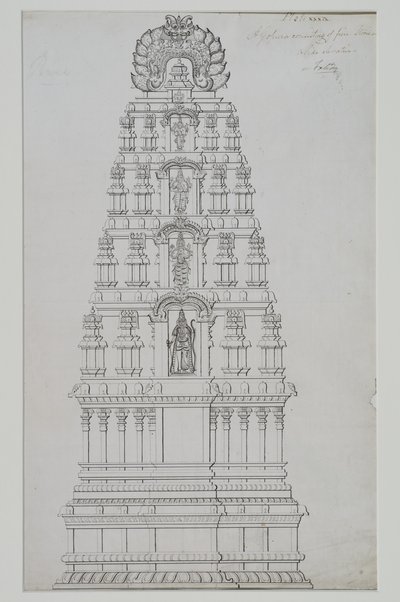 En fem etagers gopuram af Indian School