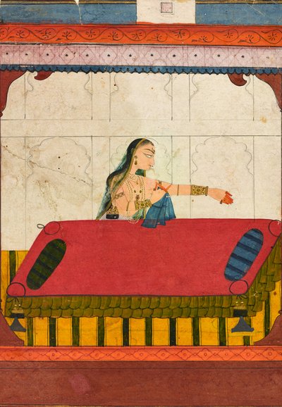 En forladt elsker, fragment fra en Rasamanjari, ca. 1710 af Indian School