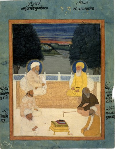 Add.Or.4473 Seks sufi-helgener siddende på en terrasse; Khvaja Mu