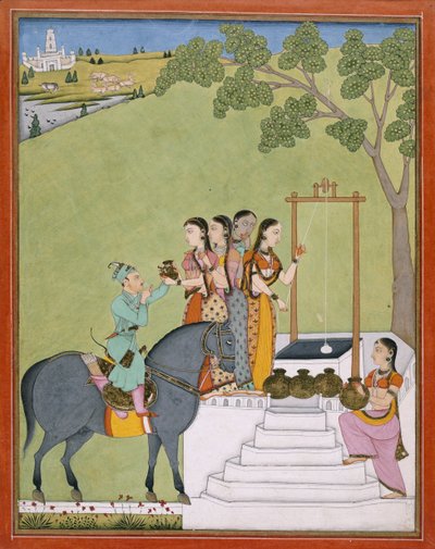 Tilføj Or.3846 En prins ved en brønd, ca. 1780 (akvarel på papir) af Indian School