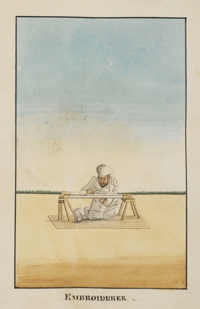Tilføj Or 2716, Broderer siddende ved hans stel af Indian School