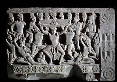 Tilbedelse af turbanen (fragment af relief, 225-325) af Indian School