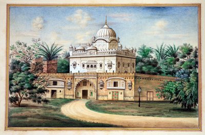 Akali Temple Amritsar, fra The Kingdom of the Punjab, its Rulers and Chiefs, bind II, et bind med 30 akvarelstudier af en uidentificeret indisk kunstner, ca. 1840 (wc på papir) af Indian School