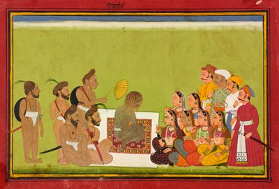 En audiens hos Rom Rishi, ca. 1700-1725 af Indian School