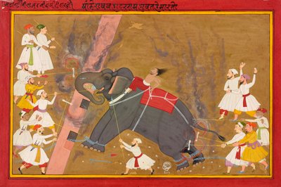 En elefant løber amok, ca. 1700 af Indian School