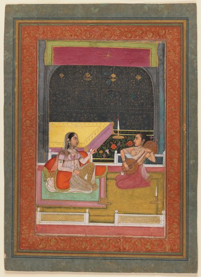 En aftenmusik (ugennemsigtigt wc & guld på papir) af Indian School