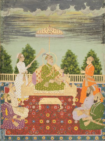 Bahadur Shah med sine fire sønner og et barnebarn, ca. 1710 af Indian School