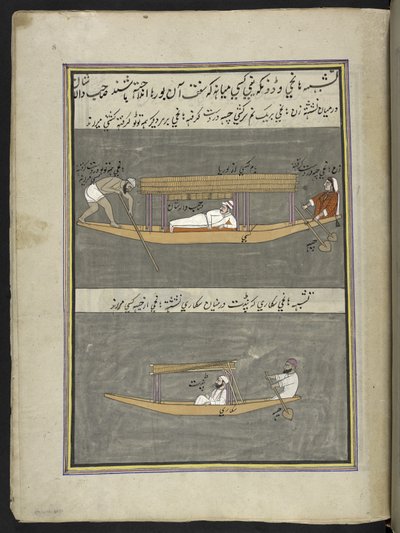 Bådsmænd,  86 tegninger indbundet i et bind, der viser håndværk og erhverv i Kashmir, håndværkere vises i arbejde med deres redskaber og udstyr,  Af en Kashmir-kunstner, sandsynligvis i Srinagar, ca. 1850-60 (gouache på papir) af Indian School