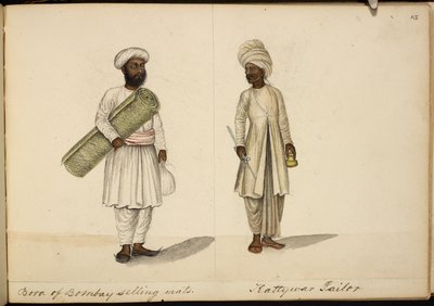 Bored måtte-sælger; Kathiawar skrædder af Indian School