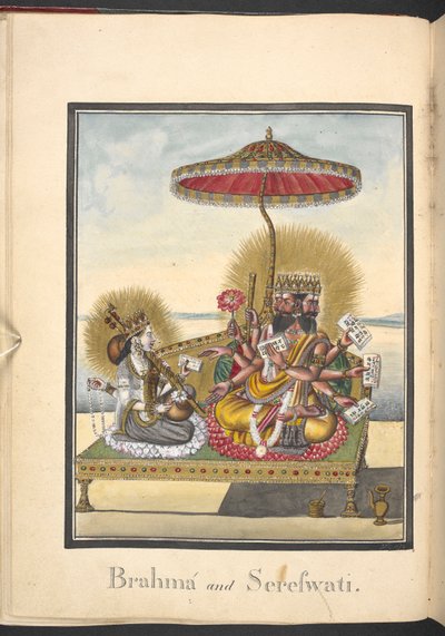 Brahma og Sarasvati af Indian School