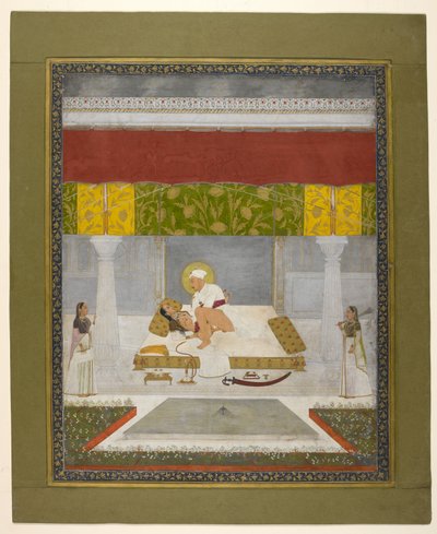 Chitarman II (Kalyan Das), Muhammad Shah Making Love, ca. 1735 (gouache på papir) af Indian School