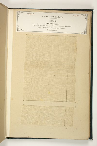 Coarse Cotton, Benares, fra The Collection of the Textile Manufacturers of India, af John Forbes Watson, udgivet i 1866 af Indian School