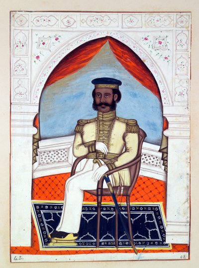 Oberst Dhunkal Singh, fra The Kingdom of the Punjab, its Rulers and Chiefs, bind II, et bind med 30 akvarelstudier af en uidentificeret indisk kunstner, ca. 1840 (wc på papir)d af Indian School