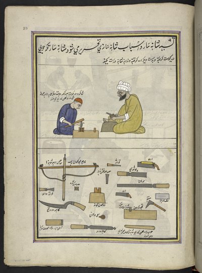 Kammagere,  86 tegninger indbundet i et bind, der viser håndværk og erhverv i Kashmir, håndværkere vises i arbejde med deres redskaber og udstyr,  Af en Kashmir-kunstner, sandsynligvis i Srinagar, ca. 1850-60 (gouache på papir) af Indian School