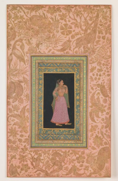 Hofdame, Mughal-dynastiet, Aurangzebs regeringstid, ca. 1660-1700 (blæk og akvarel på papir) af Indian School