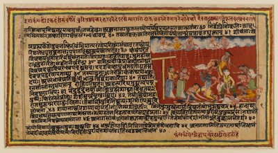 Folio fra en Bhagavata-serie, ca. 1610-50 (wc på papir) (recto of 499340) af Indian School
