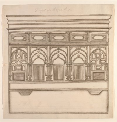 Forkanten af et bengalsk hus, ca. 1820 (ugennemsigtigt wc på papir) af Indian School