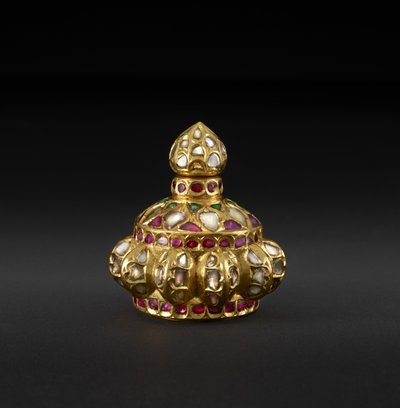 Gem-Set Kohl flaske, midten af 1600-tallet (guld med diamanter, smaragder og rubiner) af Indian School