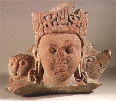 Leder af Vaikuntha Vishnu, Mathura, Utter Pradesh (rød sandsten) af Indian School