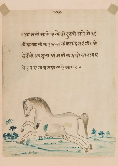 Hest (ugennemsigtig wc på papir) af Indian School