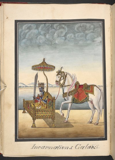 Kalki tiende inkarnation af Vishnu af Indian School