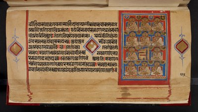 Kalpasutra manuskriptfolio, der viser Ganadharas af Indian School