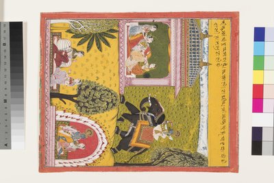 Krishna kommer til den kærlighedssyge Radha, ca. 1700 af Indian School