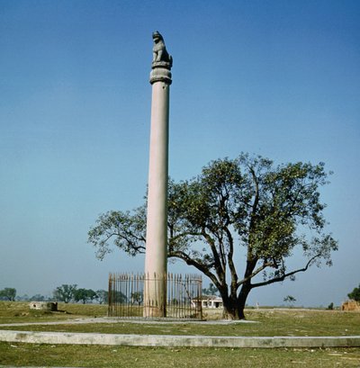 Løvesøjle af kejser Ashoka (ca. 264-223 f.Kr.) af Indian School