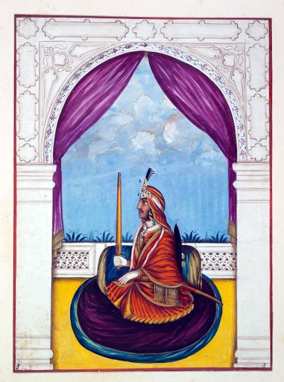Maharaja Nau Nihal Singh, fra The Kingdom of the Punjab, its Rulers and Chiefs, bind I, et bind med 27 akvarelstudier af en uidentificeret indisk kunstner, ca. 1840 (wc på papir) af Indian School